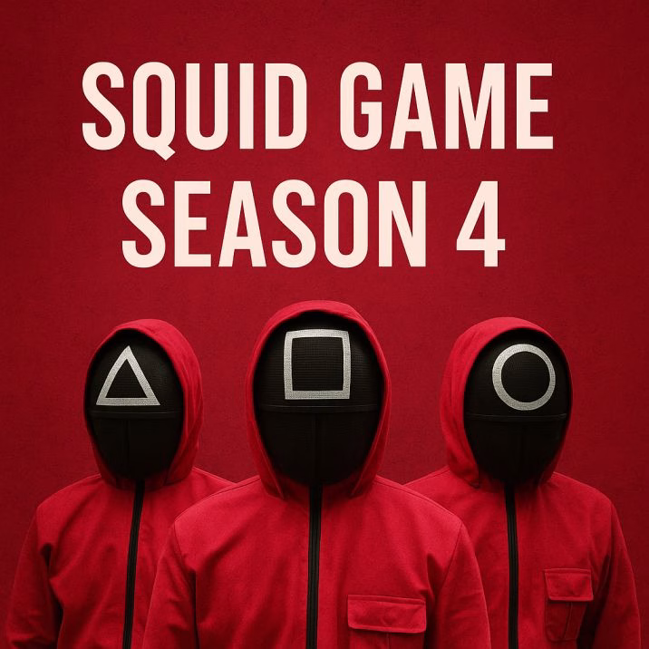 Squid Game Season 4: Everything We Know So Far Squid Game Season 4 Official Poster with Red Masked Guards and Global Map Background